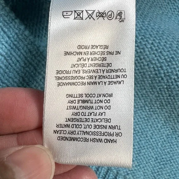 KERRI ROSENTHAL 100% Cashmere "Loved" Patchwork Sweater Blue Small $350 - Picture 10 of 13